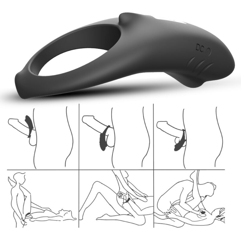 ARMONY - SHARK VIBRATORRING TIL PAR FJERNBETJENING SORT