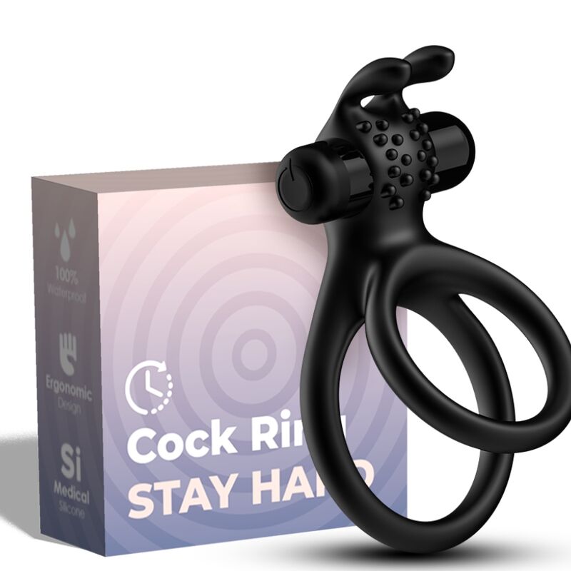 ARMONY - REJSENDE DOBBELT VIBRATORRING TIL PAR KANIN SORT