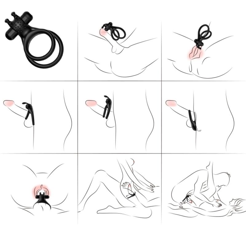 ARMONY - REJSENDE DOBBELT VIBRATORRING TIL PAR KANIN SORT