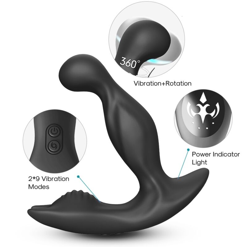 ARMONY - BAT KING VIBRATOR ANAL PROSTATA ROTATOR FJERNBETJENING SORT