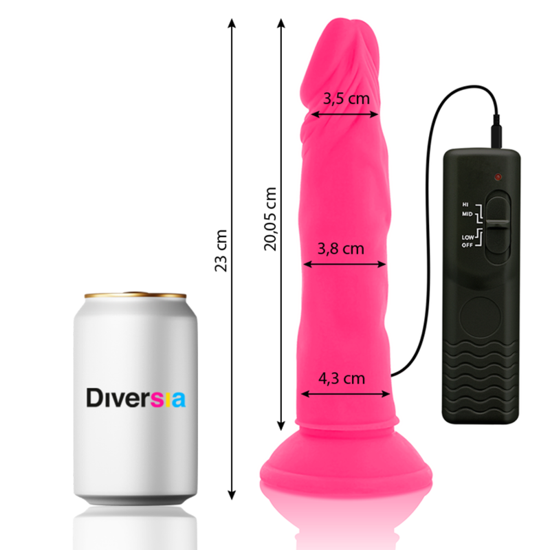 DIVERSIA - FLEKSIBEL VIBRERENDE DILDO PINK 23 CM -O- 4,3 CM