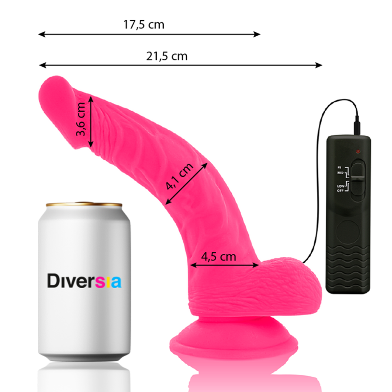 DIVERSIA - FLEKSIBEL VIBRERENDE DILDO PINK 21,5 CM -O- 4,5 CM