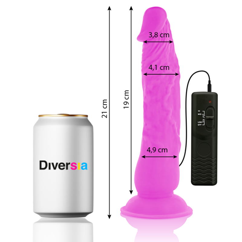DIVERSIA - FLEKSIBEL VIBRERENDE DILDO LILLA 21 CM -O- 4,9 CM
