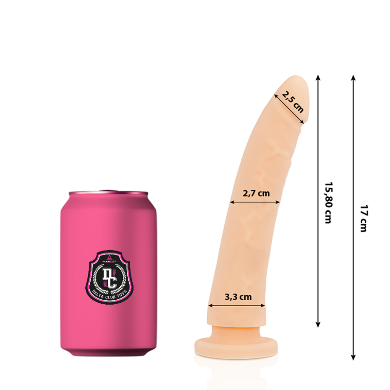 DELTA CLUB - LEGETØJ DILDO NATURLIG MEDICINSK SILIKONE 17 CM -O- 3 CM