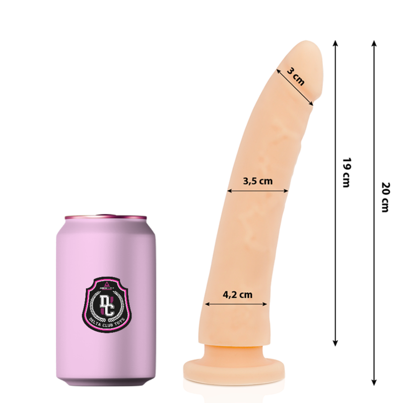 DELTA CLUB - LEGETØJ NATURLIG DILDO MEDICINSK SILIKONE 20 CM -O- 4 CM