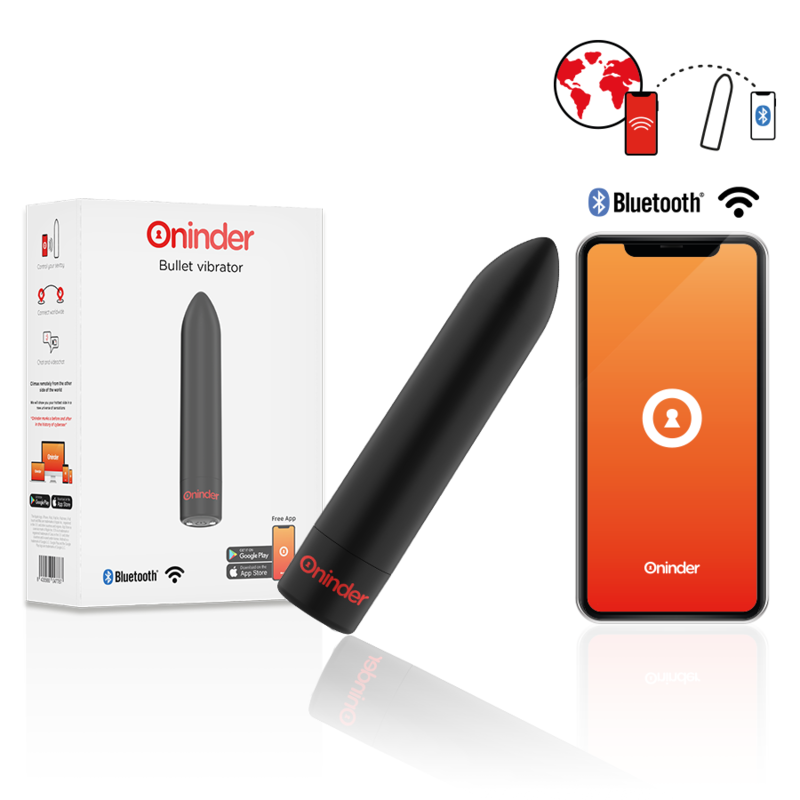 ONINDER - BERLIN KUGLEVIBRATOR SORT 9 TILSTAND 8,5 X 2 CM - GRATIS APP