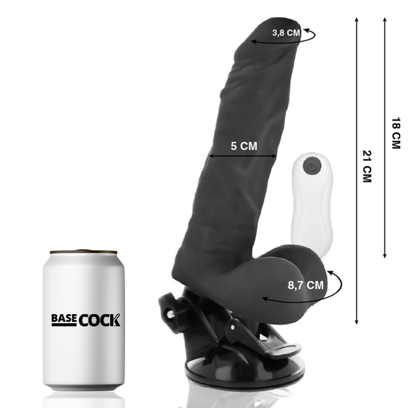BASECOCK - VIBRADOR ARTIKELBETJENING FJERNBETJENING NEGRO 21 CM -O- 5 CM