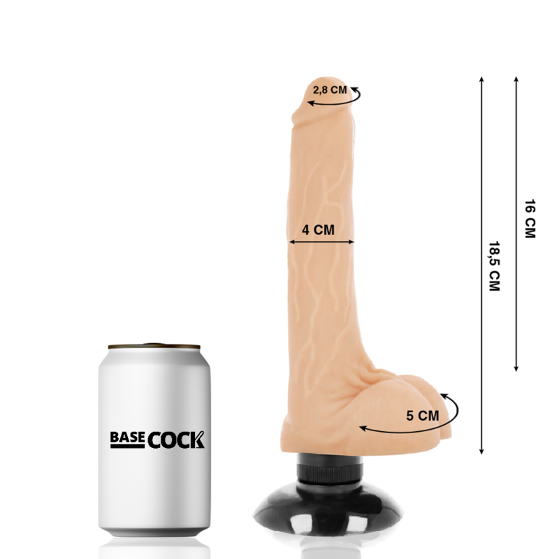 BASECOCK - REALISTISK VIBRATOR 2-1 KØD 18,5 CM -O- 4 CM