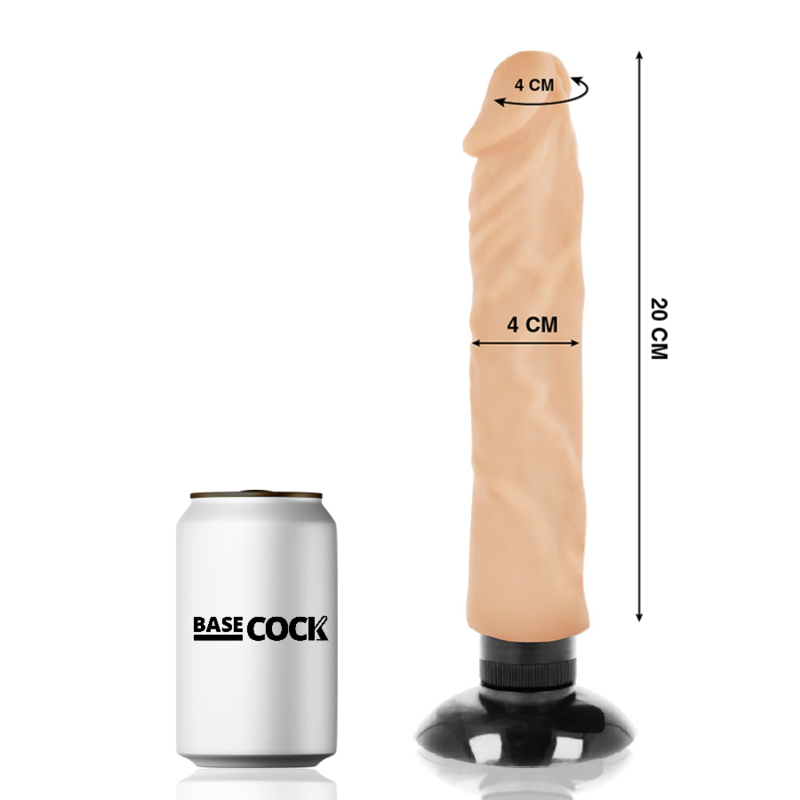 BASECOCK - REALISTISK VIBRATOR 2-1 KØD 20 CM -O- 4 CM