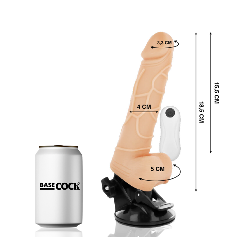 BASECOCK - REALISTISK VIBRATOR FJERNBETJENING KØD 18,5 CM -O- 4CM