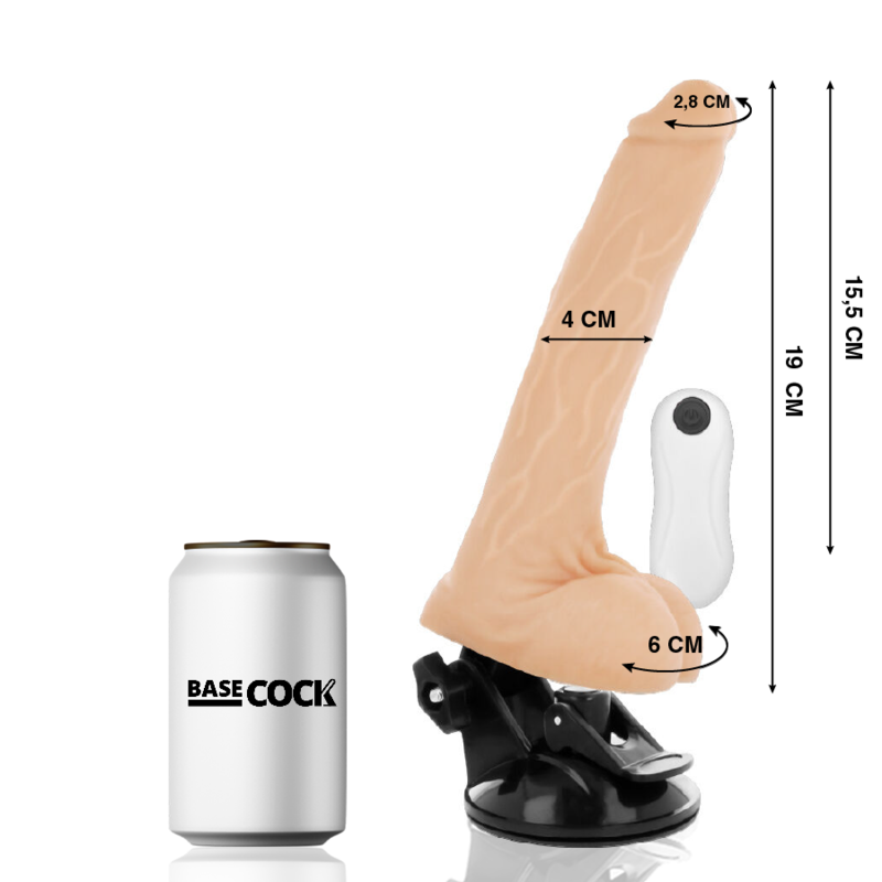 BASECOCK - REALISTISK VIBRATOR FJERNBETJENING FLESH 19 CM -O- 4 CM