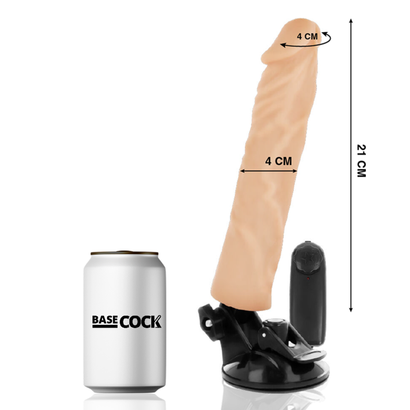 BASECOCK - REALISTISK VIBRATOR FJERNBETJENING FLESH 21 CM -O- 4 CM