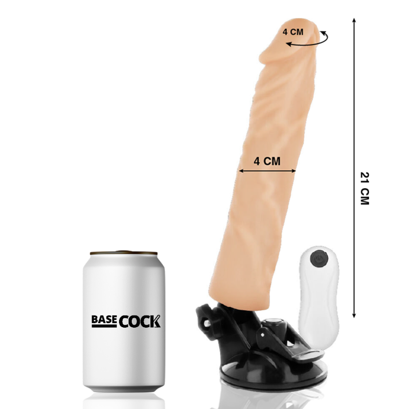 BASECOCK - REALISTISK VIBRATOR FJERNBETJENING FLESH 21 CM -O- 4 CM
