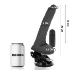 BASECOCK - REALISTISK SORT FJERNBETJENINGSVIBRATOR MED TESTIKLE 20 CM -O- 4 CM