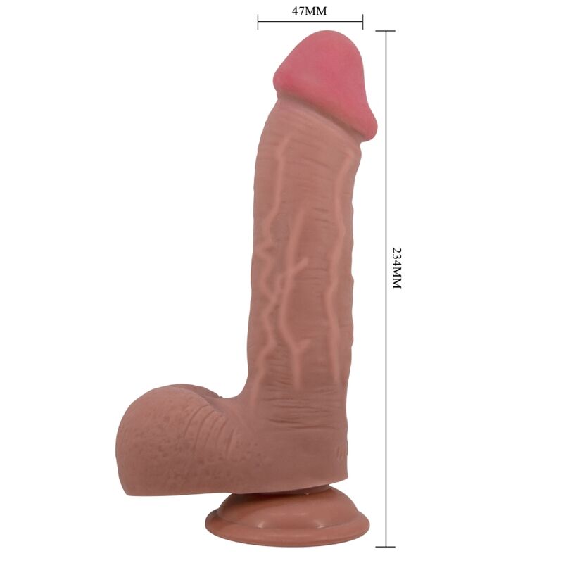 PRETTY LOVE - GLIDENDE HUD-SERIE REALISTISK DILDO MED GLIDENDE HUD-SUGEKOP BRUN 23,4 CM