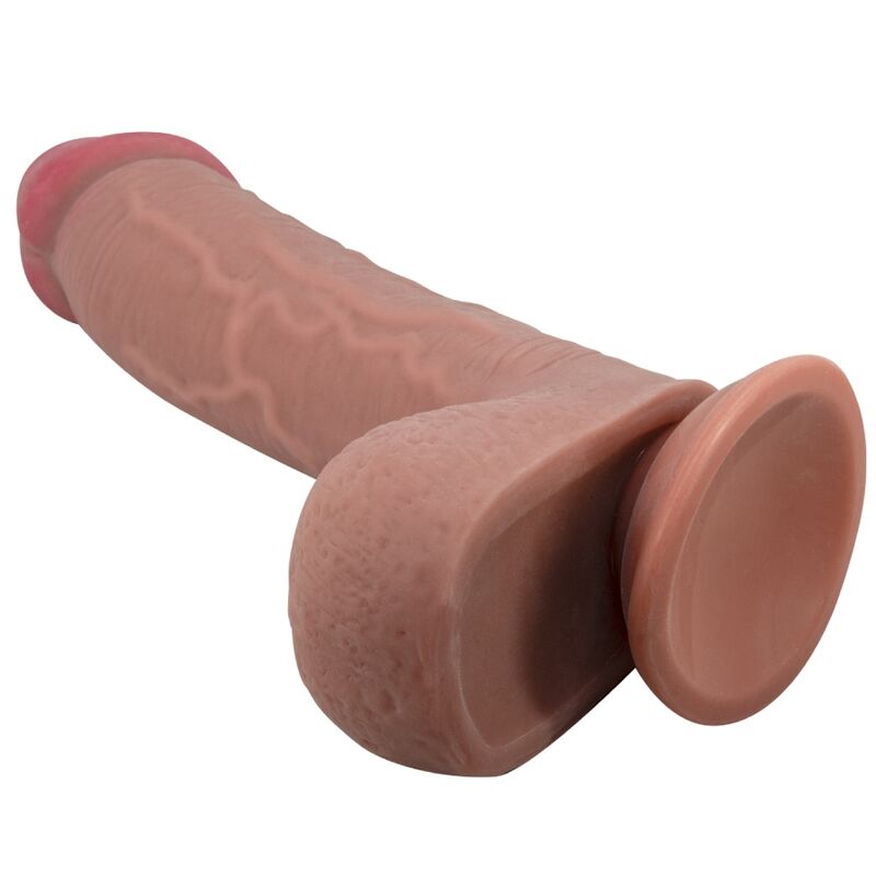 PRETTY LOVE - GLIDENDE HUD-SERIE REALISTISK DILDO MED GLIDENDE HUD-SUGEKOP BRUN 23,4 CM