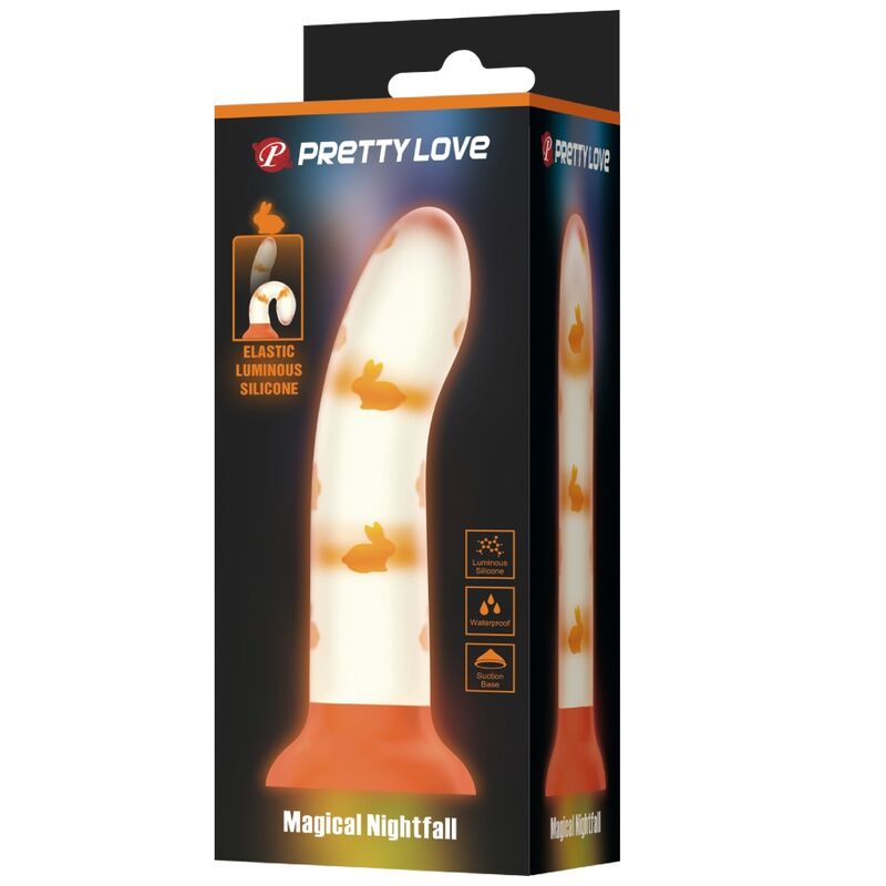 PRETTY LOVE - MAGISK NIGHTFALL-DILDO UDEN VIBRATION LYSENDE ORANGE