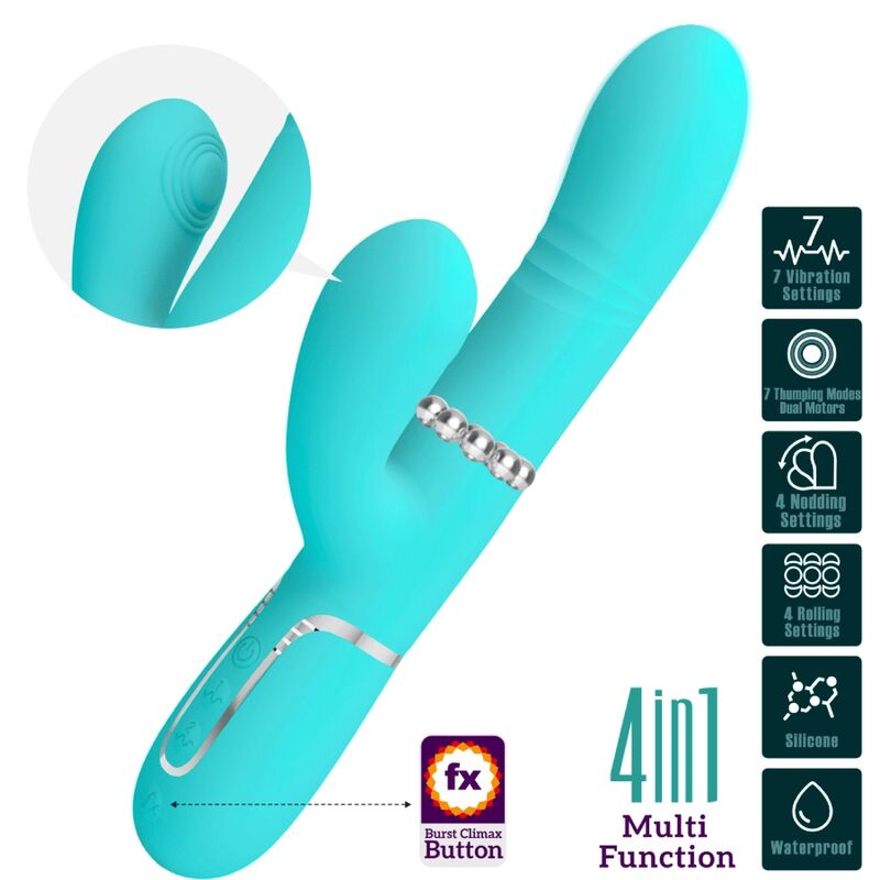 PRETTY LOVE - MULTIFUNKTIONS G-PUNKT VIBRATOR AQUA GRØN