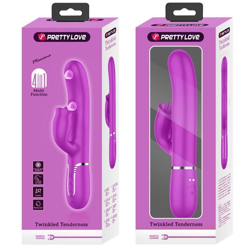 PRETTY LOVE - KANINVIBRATOR MED SLIKKEFUCHSIA