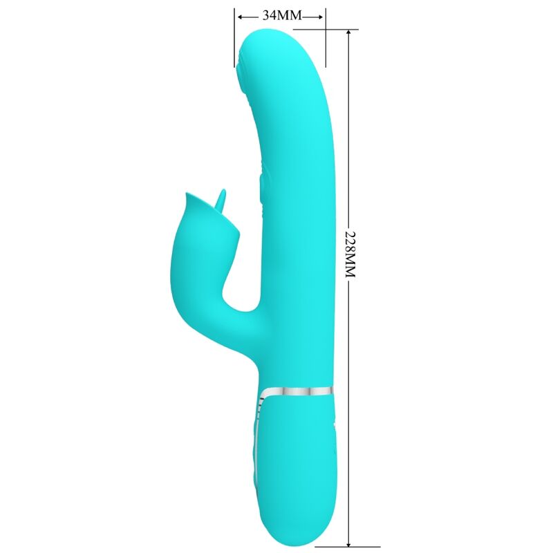 PRETTY LOVE - KANINVIBRATOR MED SLIKNING AQUA GRØN