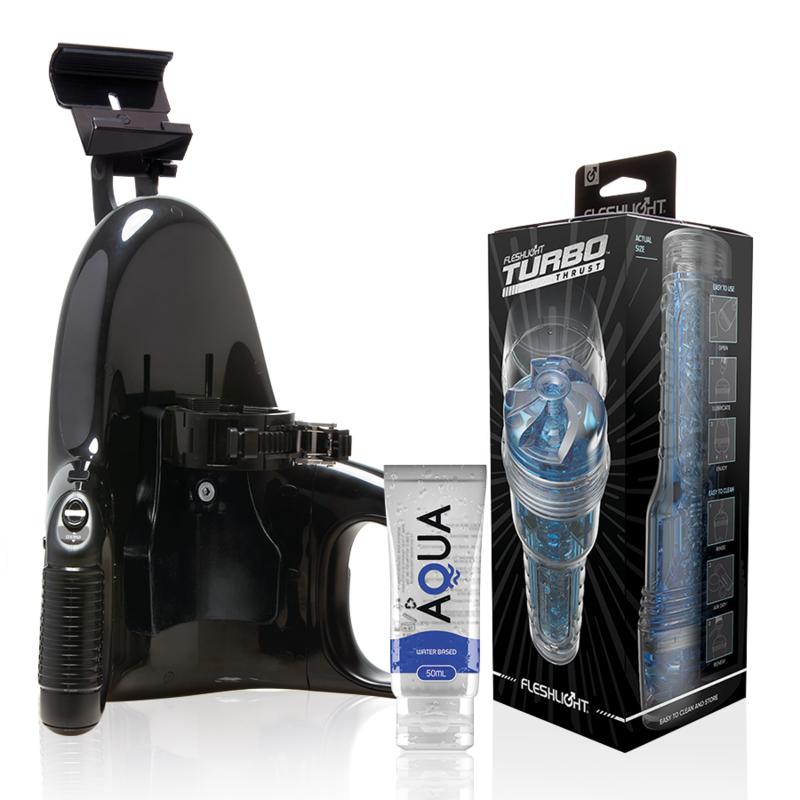 FLESHLIGHT - TURBO THRUST BLUE ICE + UNIVERSAL LAUNCH + AQUA KVALITETS SMØREMIDDEL 50 ML