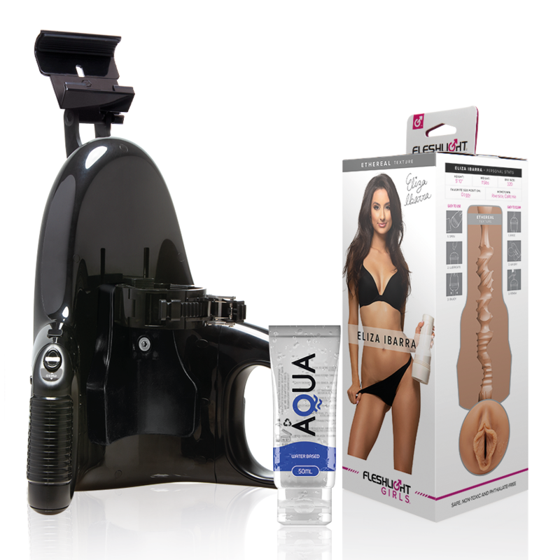 FLESHLIGHT - ELIZA IBARRA VAGINA + UNIVERSAL LAUNCH + AQUA KVALITETSGLIDEMIDDEL 50 ML