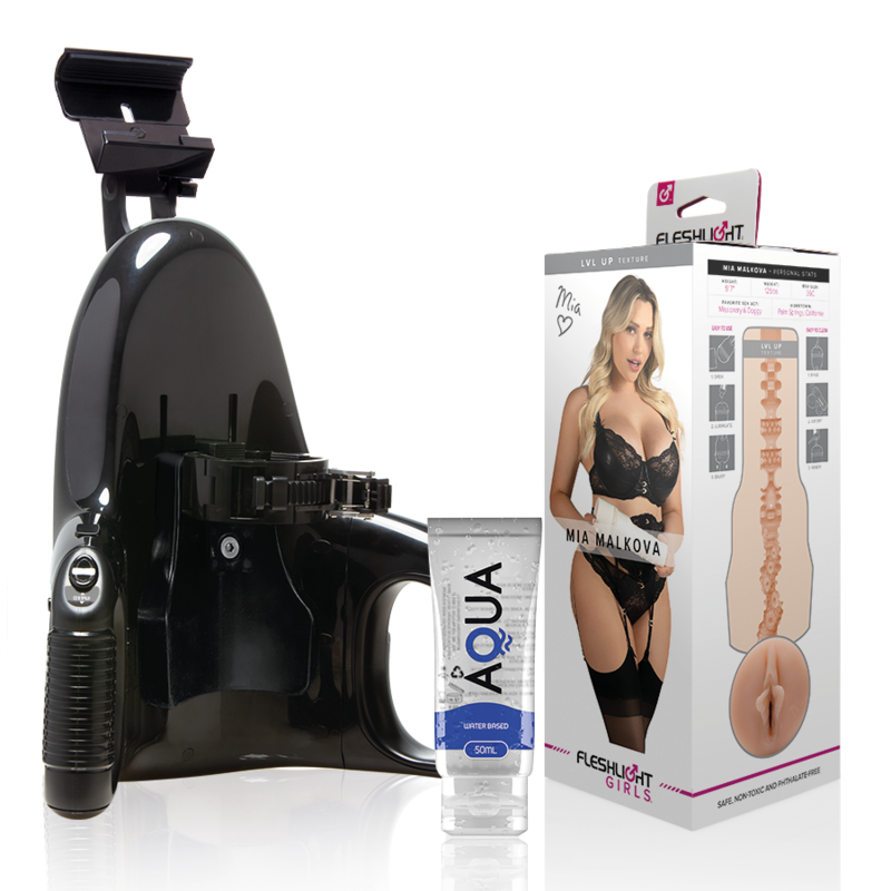 FLESHLIGHT - MIA MALKOVA VAGINA LEVEL UP + UNIVERSAL LAUNCH + AQUA KVALITETSGLIDEMIDDEL 50 ML