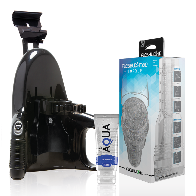 FLESHLIGHT - GO MASTURBADOR TORQUE ICE + UNIVERSAL LAUNCH + AQUA KVALITETSGLIDEMIDDEL 50 ML