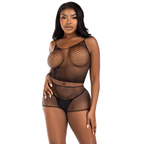 LEG AVENUE - T-SHIRT & BUKSER SÆT FISHNET SORT
