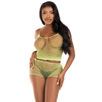 LEG AVENUE - T-SHIRT & BUKSER SÆT FISHNET LIME