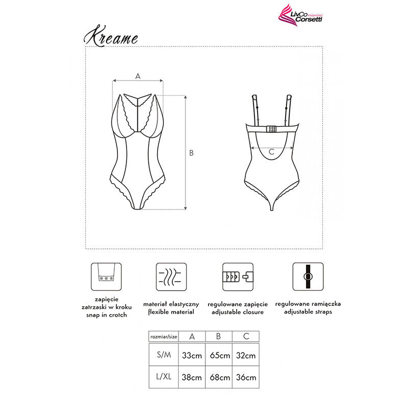 LIVCO KORSETTI FASHION - KREAME LC 90546 BODY SORT L/XL