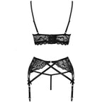 LIVCO CORSETTI FASHION - MORIDAM LC 90552 BRA + GARTER BELT + PANTY NEGRO L/XL