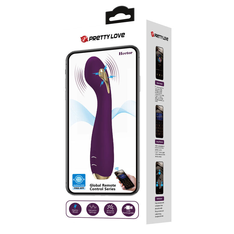 PRETTY LOVE - HECTOR ELEKTROCHODVIBRATOR MED APP-KONTROL LILLA