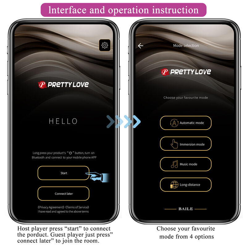 PRETTY LOVE - HECTOR ELEKTROCHODVIBRATOR MED APP-KONTROL LILLA