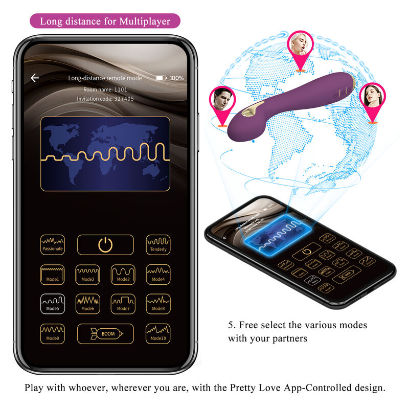 PRETTY LOVE - HECTOR ELEKTROCHODVIBRATOR MED APP-KONTROL LILLA