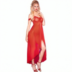 CHILIROSE - CR 3716 BABYDOLL LANG RØD L/XL