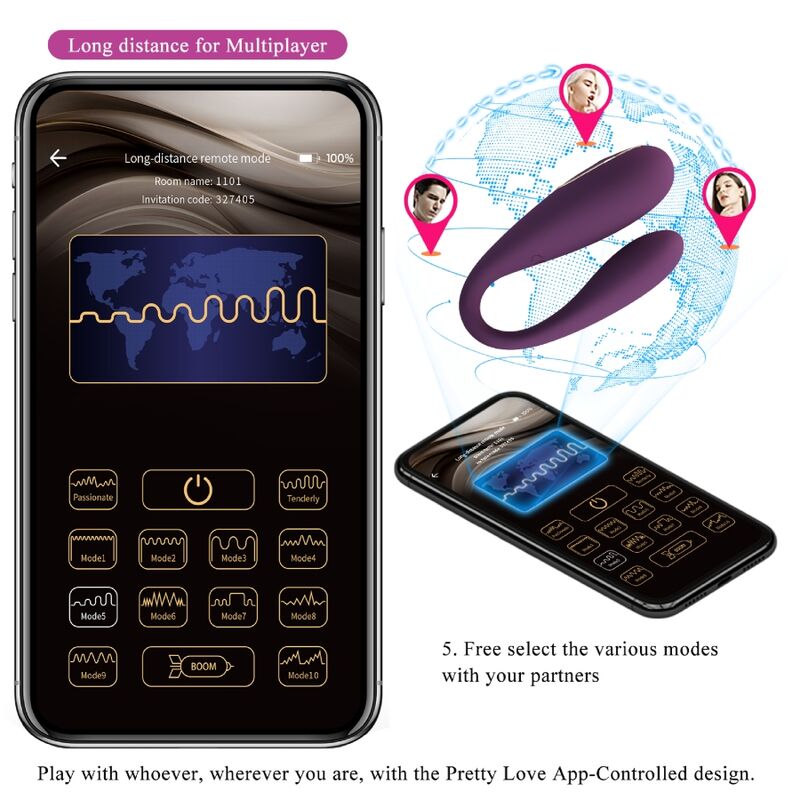 PRETTY LOVE - AUGUST REMOTE GLOBAL DOBBELT NØJELSESVIBRATOR