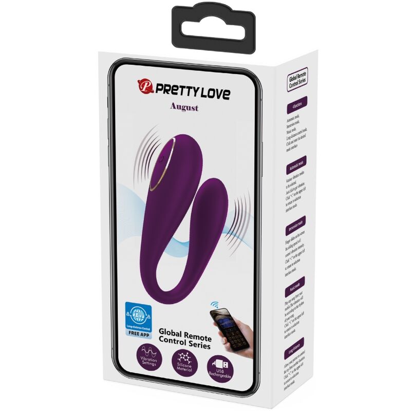 PRETTY LOVE - AUGUST REMOTE GLOBAL DOBBELT NØJELSESVIBRATOR