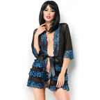 CHILIROSE - CR 3837 PEGNOIR BLÅ & SORT S/M