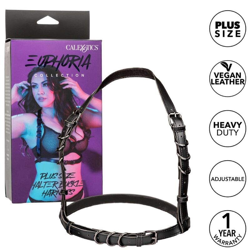 CALEXOTICS - EUPHORIA PLUS SIZE HALTER SPÆNNE SELE SORT