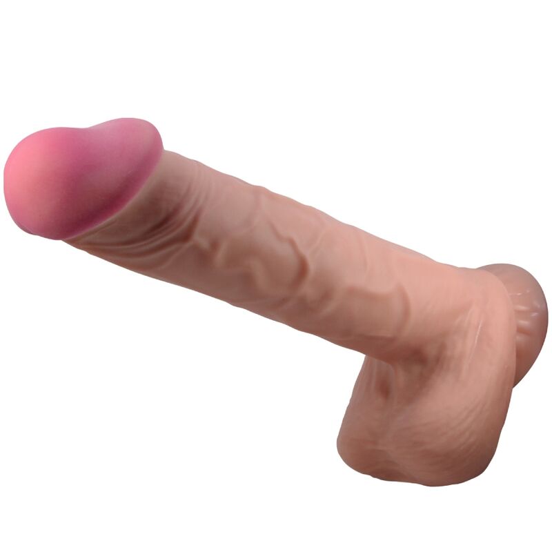 PRETTY LOVE - GLIDENDE HUD-SERIE REALISTISK DILDO MED GLIDENDE HUD-SUGEKOP BRUN 26 CM