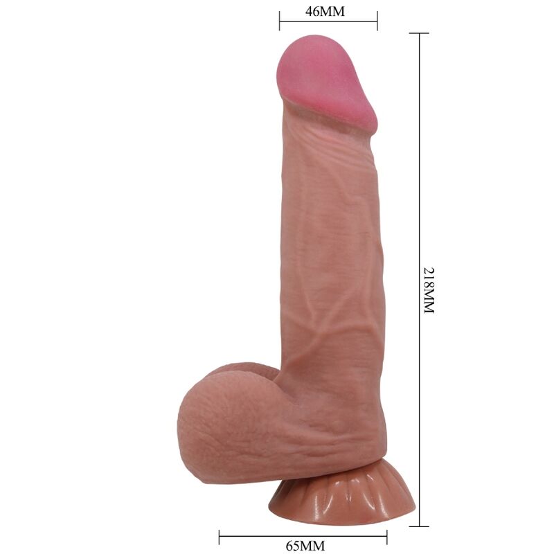 PRETTY LOVE - GLIDENDE HUD-SERIE REALISTISK DILDO MED GLIDENDE BRUN HUD-SUGEKOP 21,8 CM