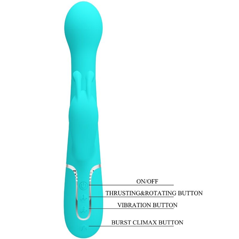 PRETTY LOVE - DEJON KANINVIBRATOR 3 I 1 MULTIFUNKTION AQUA GRØN