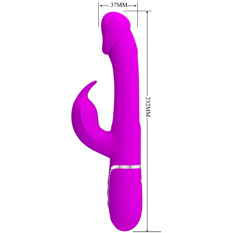 PRETTY LOVE - KAMPAS KANIN 3 I 1 MULTIFUNKTIONSVIBRATOR MED TUNGE FUCHSIA