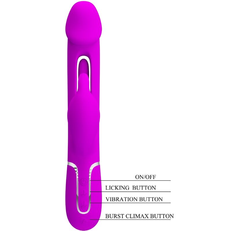 PRETTY LOVE - KAMPAS KANIN 3 I 1 MULTIFUNKTIONSVIBRATOR MED TUNGE FUCHSIA