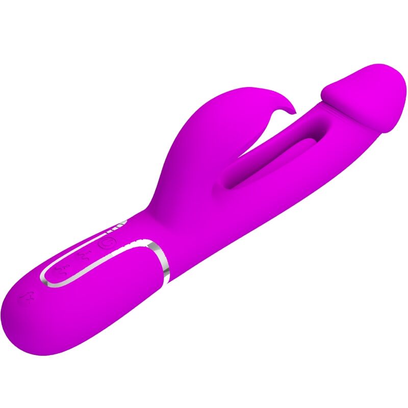PRETTY LOVE - KAMPAS KANIN 3 I 1 MULTIFUNKTIONSVIBRATOR MED TUNGE FUCHSIA