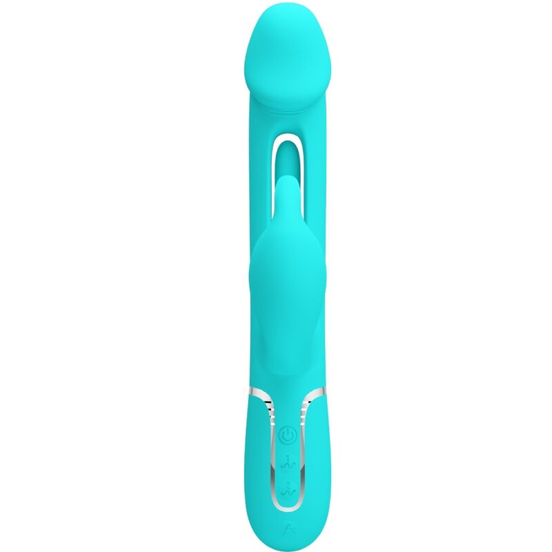 PRETTY LOVE - KAMPAS KANIN 3 I 1 MULTIFUNKTIONSVIBRATOR MED TUNGE AQUA GRØN