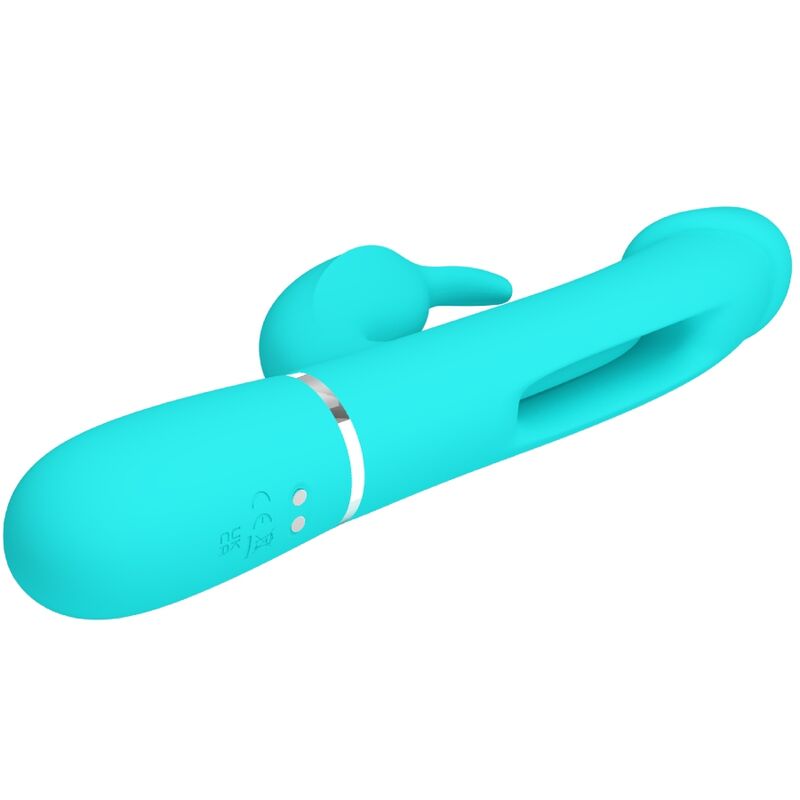PRETTY LOVE - KAMPAS KANIN 3 I 1 MULTIFUNKTIONSVIBRATOR MED TUNGE AQUA GRØN