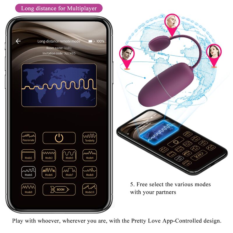 PRETTY LOVE - NYMFEVIBRERENDE ÆG APP-KONTROLLERET LILA