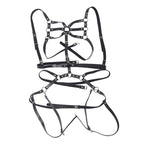 SUBBLIME - BODY HARNESS JUSTERBARE STROPPE LÆDER SORT ÉN STØRRELSE